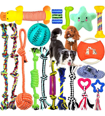 Jouets pour chien, jouets en coton naturel non toxique 20 pièces, jouets à mâcher durables pour chiens de petite et moyenne taille